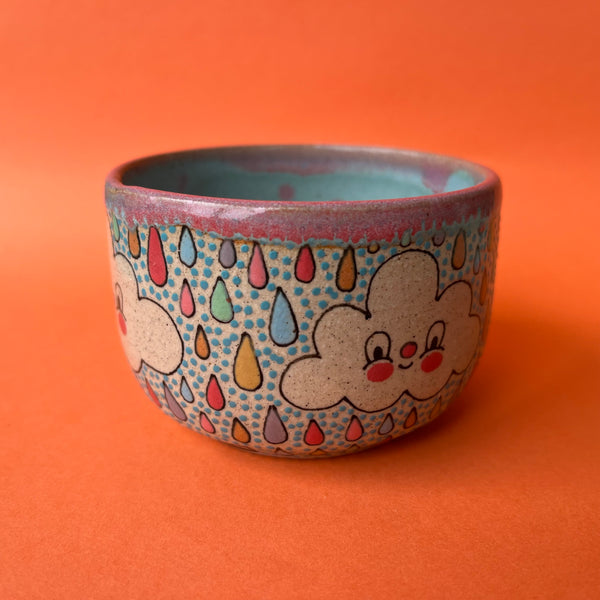 Ceramic Wheel Thrown Rainbow Cloud Bowl
