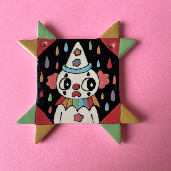 Ceramic Hand Built Clown Ornament