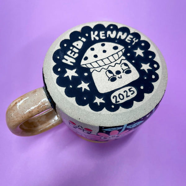 Ceramic Wheel Thrown Mushroom Flower Mug 11oz