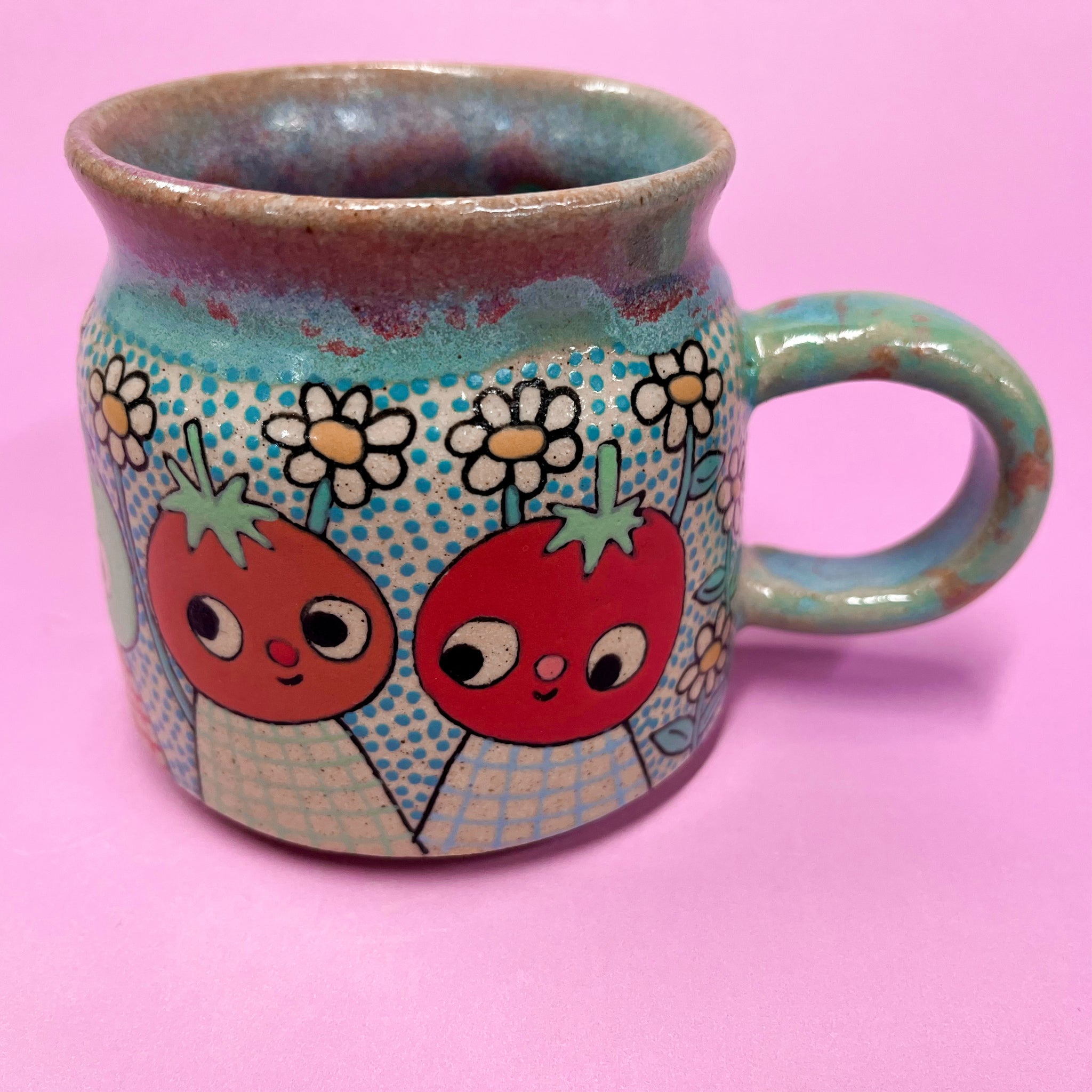 Ceramic Wheel Thrown Tomato Mug 10oz