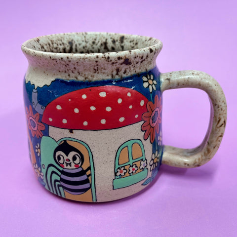 Ceramic Wheel Thrown Cute Houses Mug