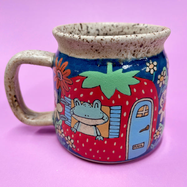 Ceramic Wheel Thrown Cute Houses Mug