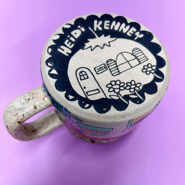 Ceramic Wheel Thrown Cute Houses Mug