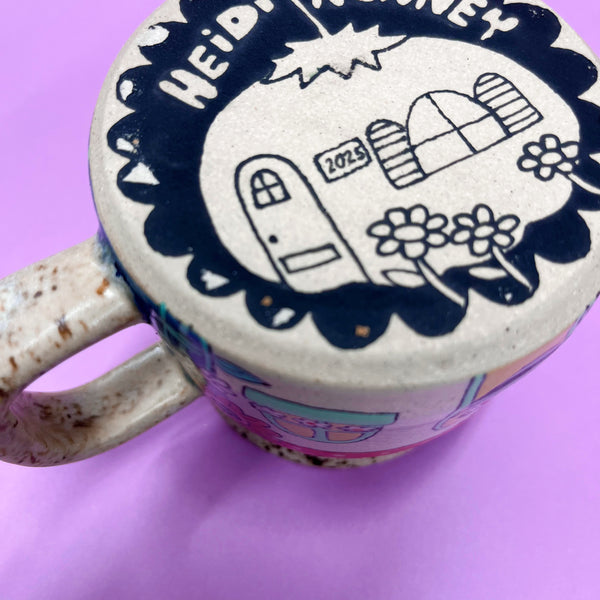 Ceramic Wheel Thrown Cute Houses Mug