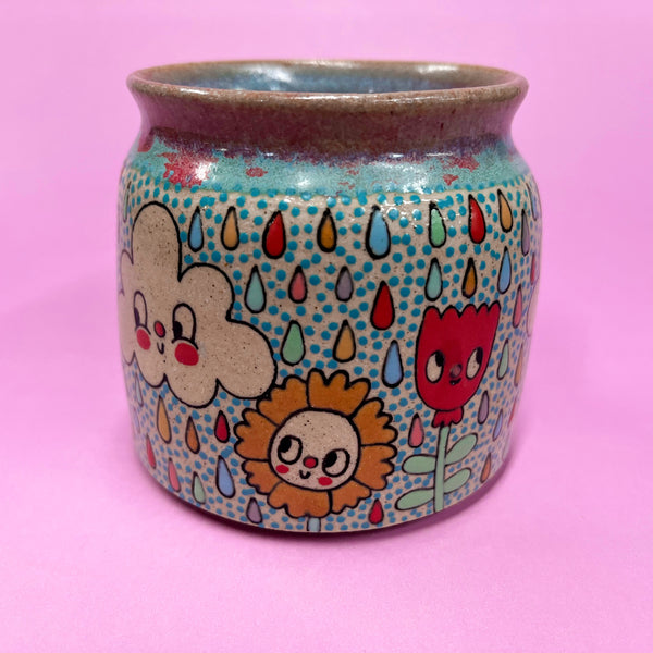 Ceramic Wheel Thrown Rainbow Cloud Mug 11oz