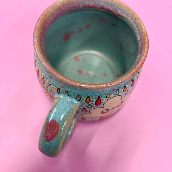 Ceramic Wheel Thrown Rainbow Cloud Mug 11oz