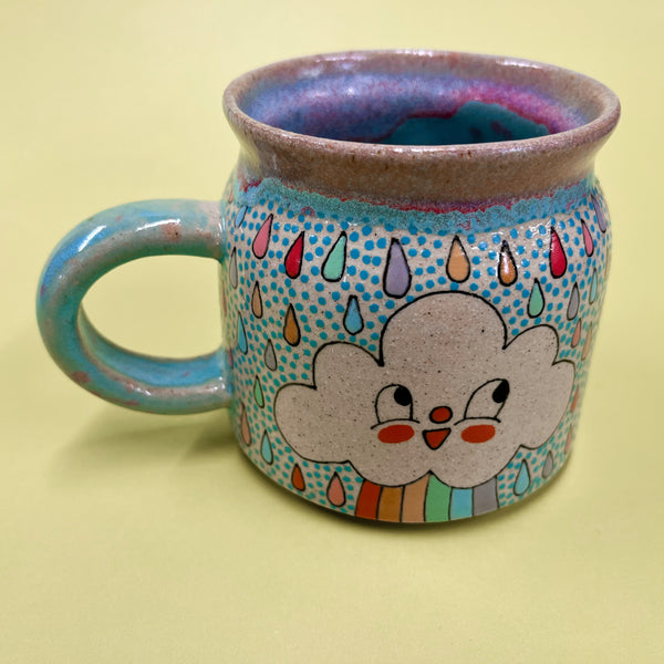 Ceramic Wheel Thrown Rainbow Cloud Mug 12oz
