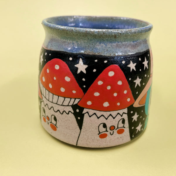 Ceramic Wheel Thrown Owl Mushroom Mug 10.5oz