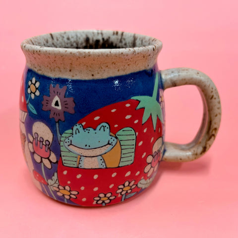 Ceramic Wheel Thrown Cute Houses Mug 11oz