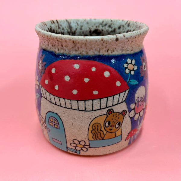 Ceramic Wheel Thrown Cute Houses Mug 11oz