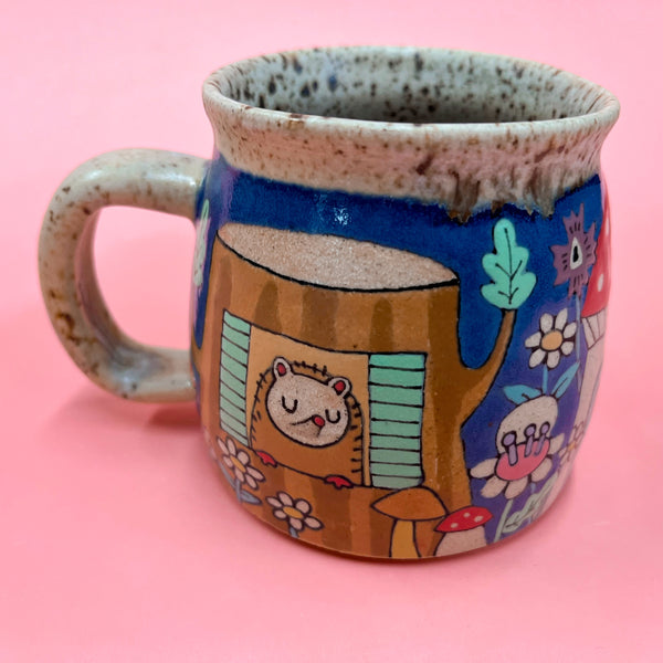 Ceramic Wheel Thrown Cute Houses Mug 11oz
