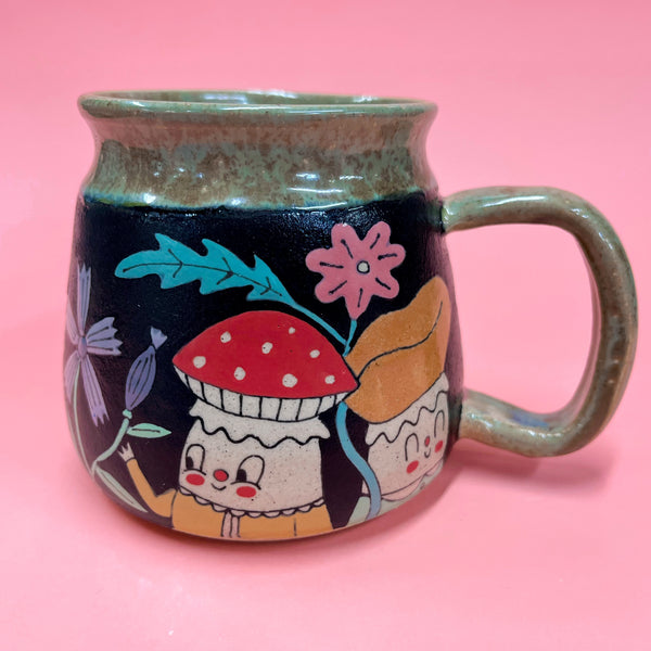 Ceramic Wheel Thrown Mushroom Mug 16oz