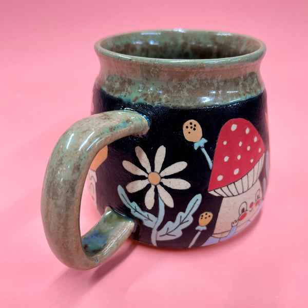 Ceramic Wheel Thrown Mushroom Mug 16oz