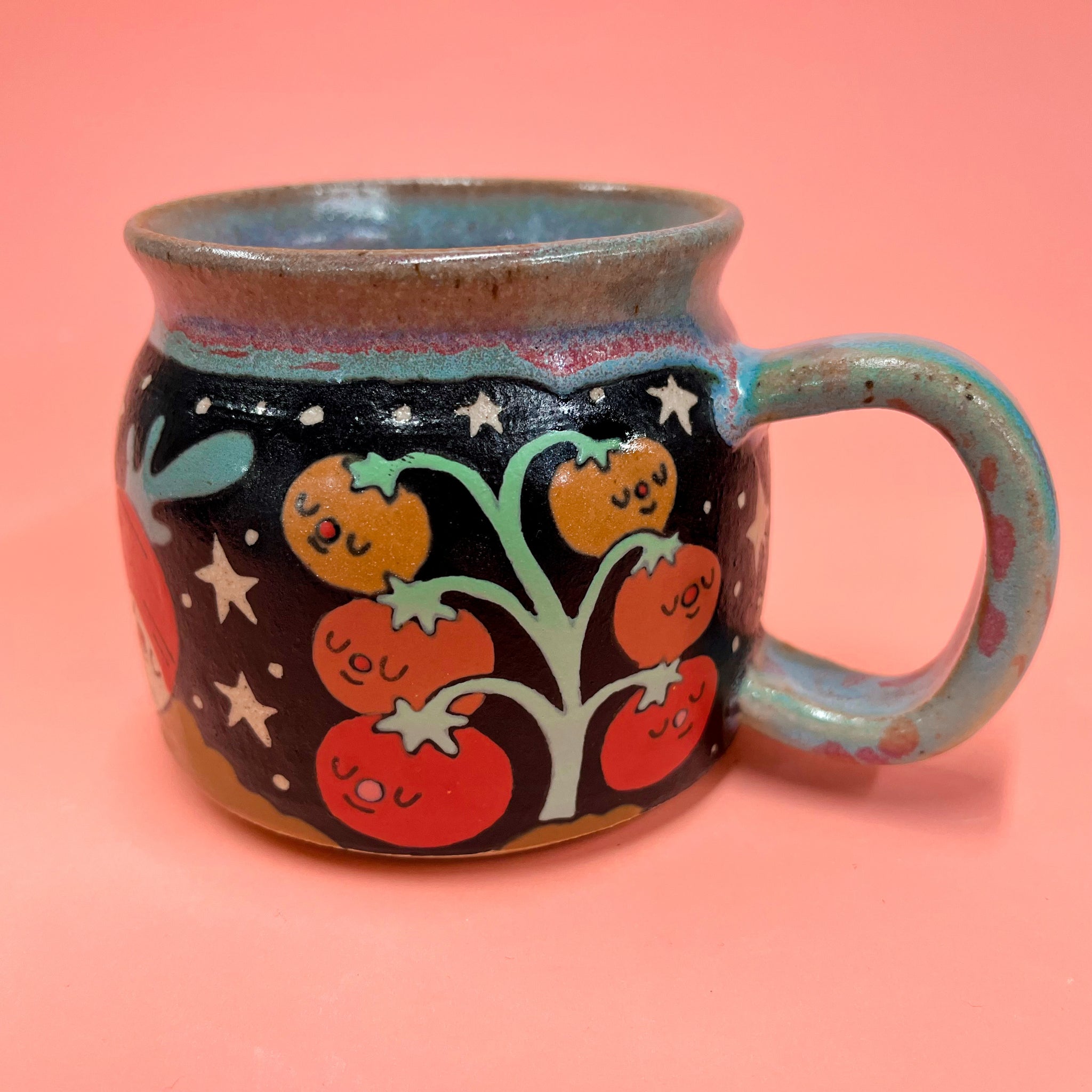 Ceramic Wheel Thrown Vegetable Garden Mug 10oz