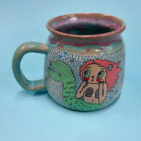 Ceramic Wheel Thrown Mermaid Mug 14.5oz