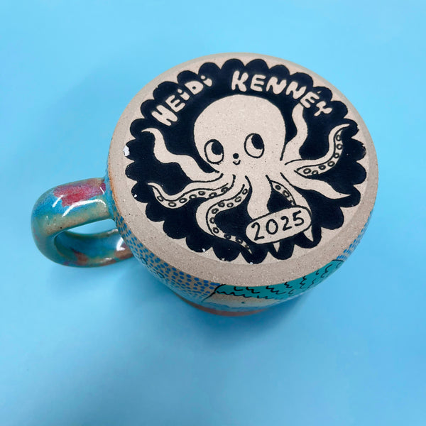 Ceramic Wheel Thrown Mermaid Mug 14.5oz
