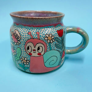Ceramic Wheel Thrown Snail Bee Mug 11oz