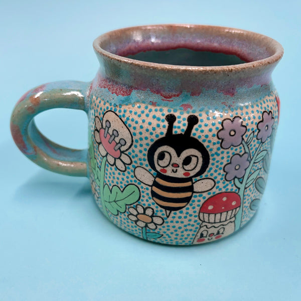 Ceramic Wheel Thrown Snail Bee Mug 11oz
