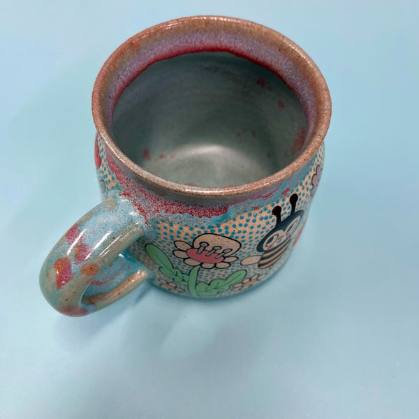 Ceramic Wheel Thrown Snail Bee Mug 11oz
