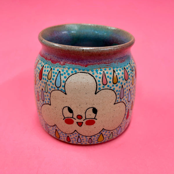 Ceramic Wheel Thrown Rainbow Cloud Mug 11oz