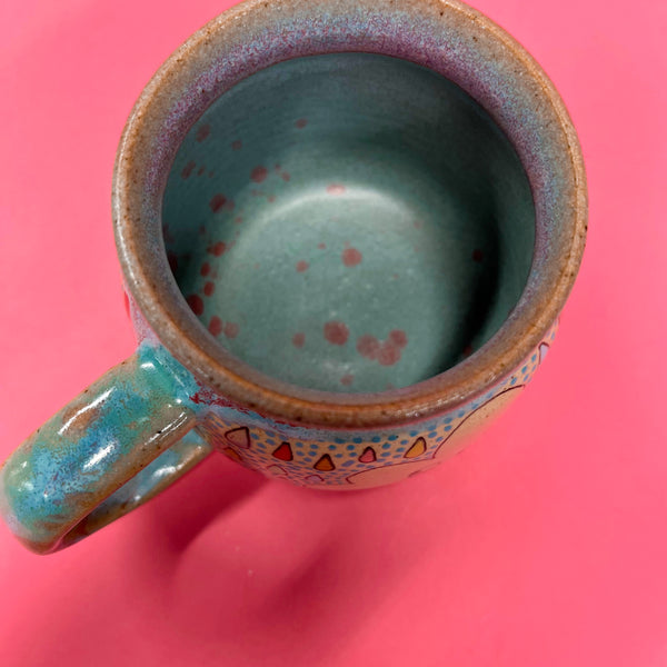 Ceramic Wheel Thrown Rainbow Cloud Mug 11oz