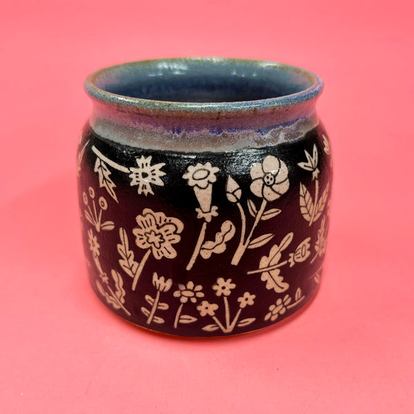 Ceramic Wheel Thrown Flower Mug 11oz
