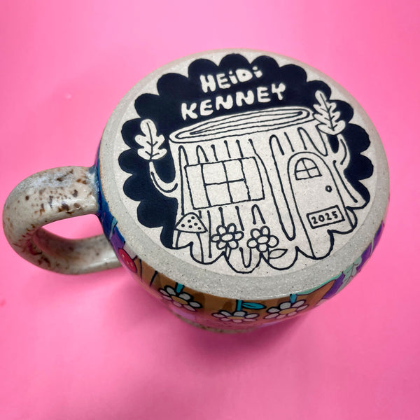 Ceramic Wheel Thrown Cute Houses Mug 16.5oz