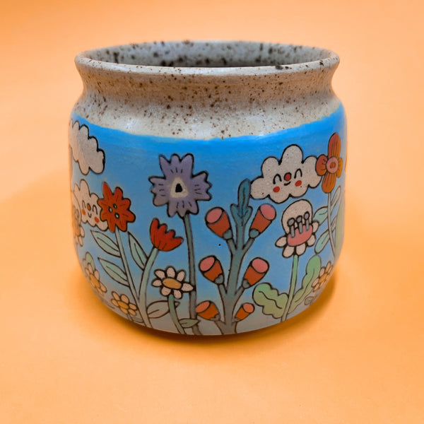 Ceramic Wheel Thrown Cute Houses Mug 16.5oz