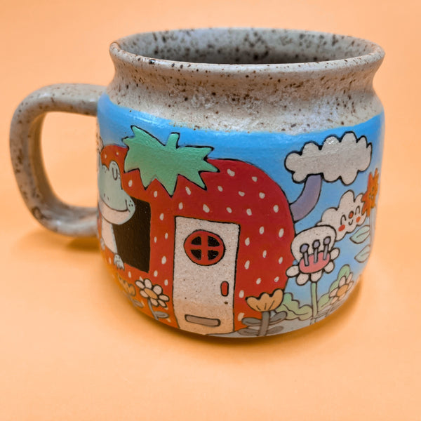 Ceramic Wheel Thrown Cute Houses Mug 16.5oz