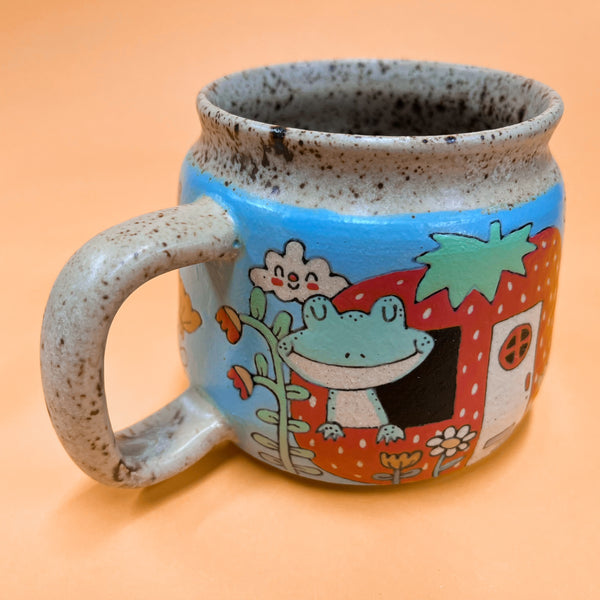 Ceramic Wheel Thrown Cute Houses Mug 16.5oz