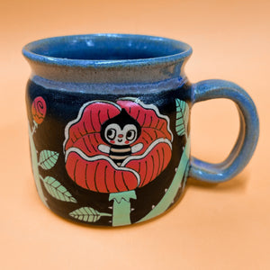 Ceramic Wheel Thrown Spider Rose Mug 13oz