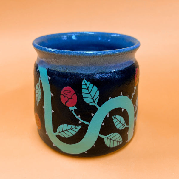Ceramic Wheel Thrown Spider Rose Mug 13oz