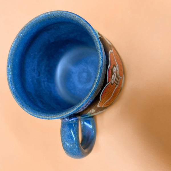Ceramic Wheel Thrown Spider Rose Mug 13oz