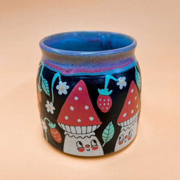 Ceramic Wheel Thrown Frog Mushroom Mug 13oz
