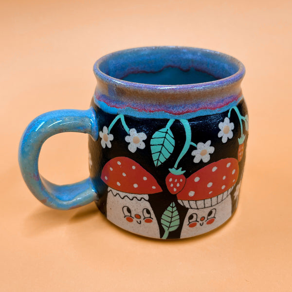 Ceramic Wheel Thrown Frog Mushroom Mug 13oz