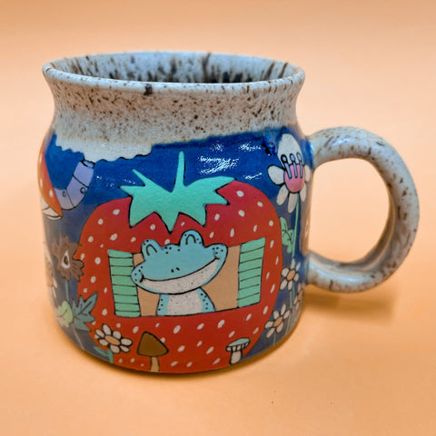 Ceramic Wheel Thrown Cute Houses Mug 15oz