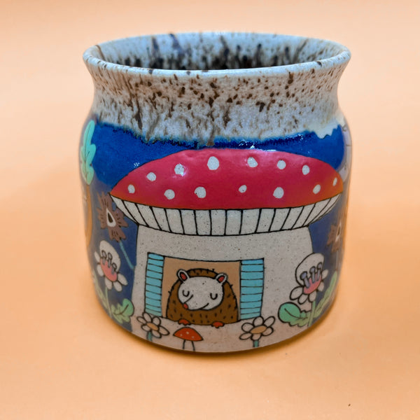 Ceramic Wheel Thrown Cute Houses Mug 15oz