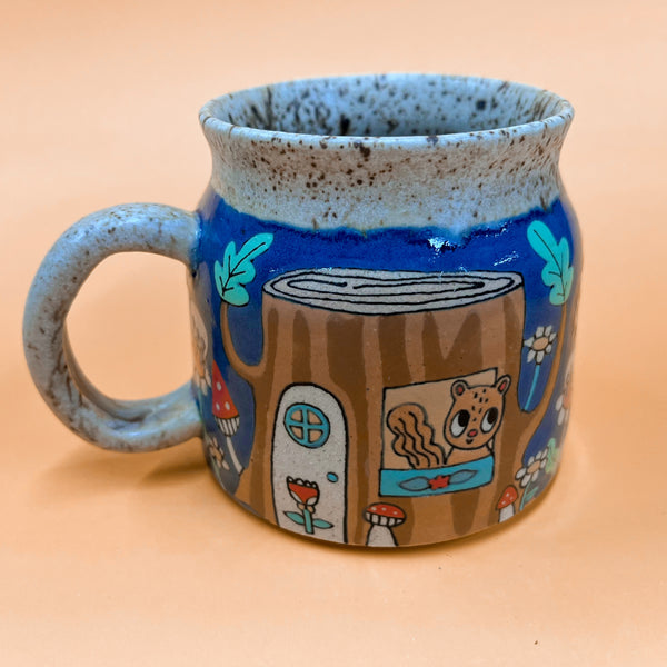 Ceramic Wheel Thrown Cute Houses Mug 15oz