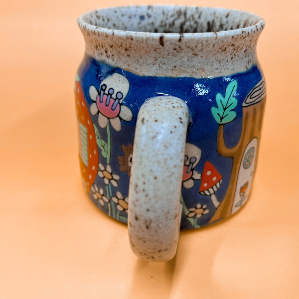 Ceramic Wheel Thrown Cute Houses Mug 15oz