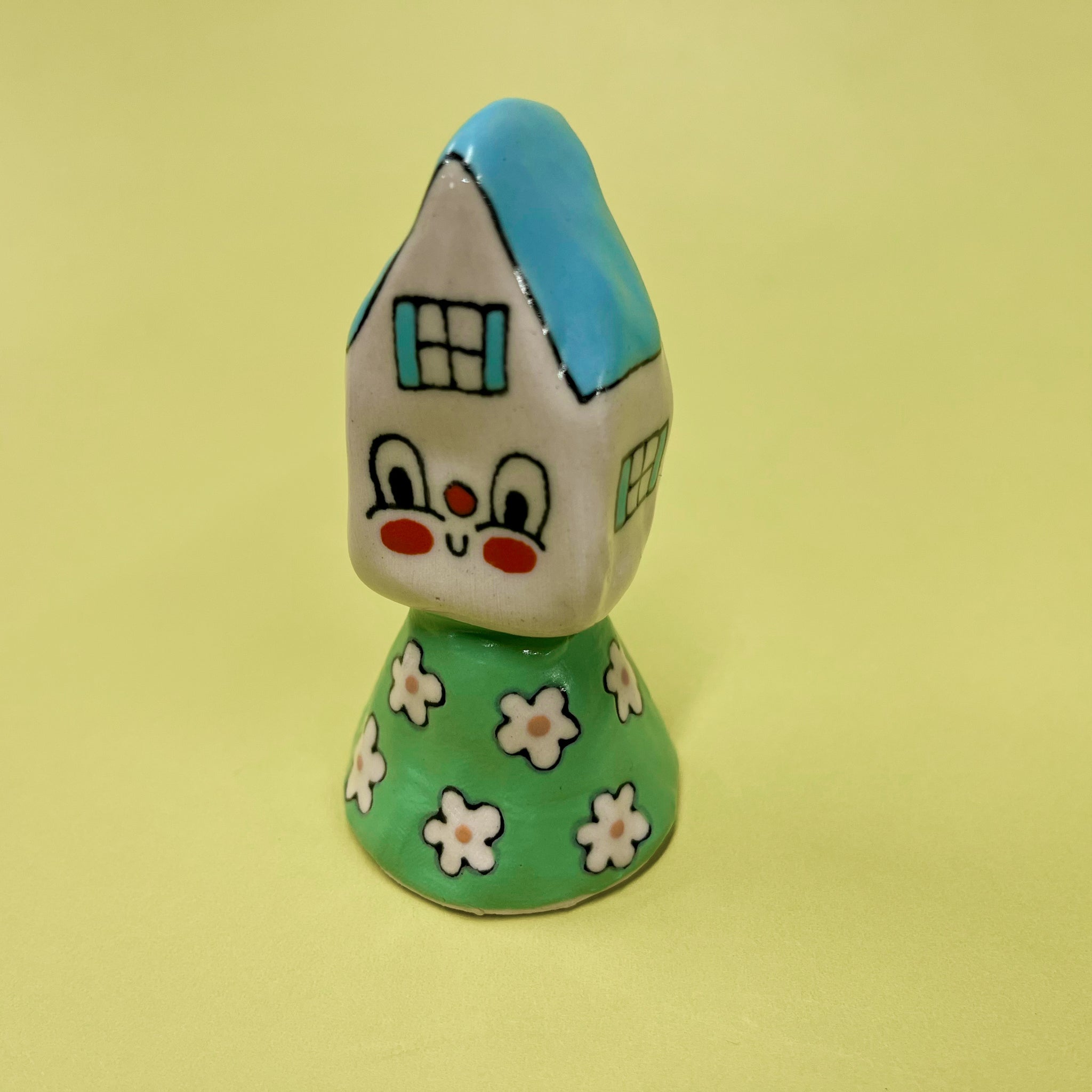 Ceramic Hand Built Bell Flower House Rainbow