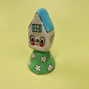Ceramic Hand Built Bell Flower House Rainbow
