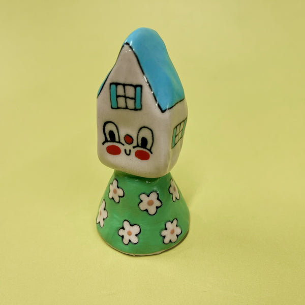 Ceramic Hand Built Bell Flower House Rainbow