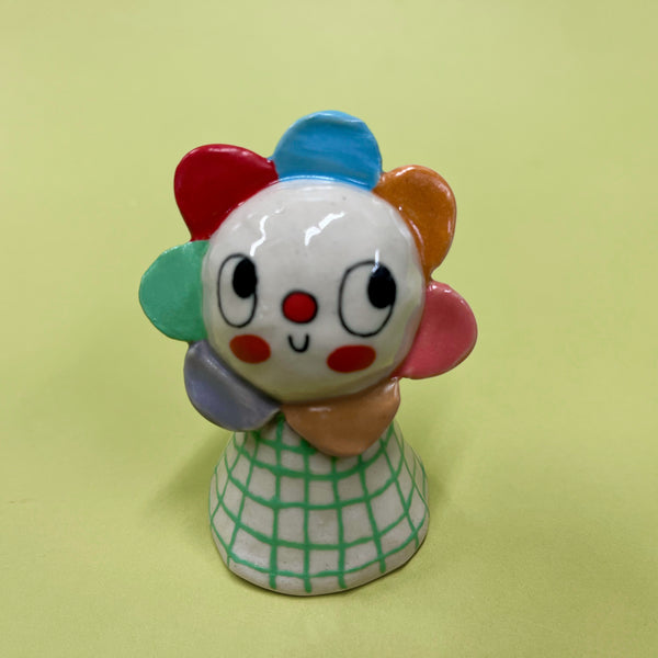 Ceramic Hand Built Bell Flower House Rainbow