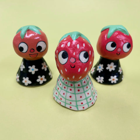 Ceramic Hand Built Bell Tomato Strawberry