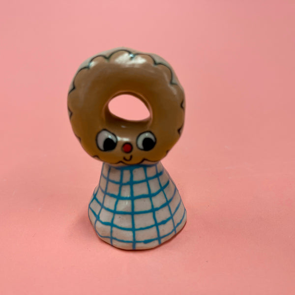 Ceramic Hand Built Bell Coffee Donuts