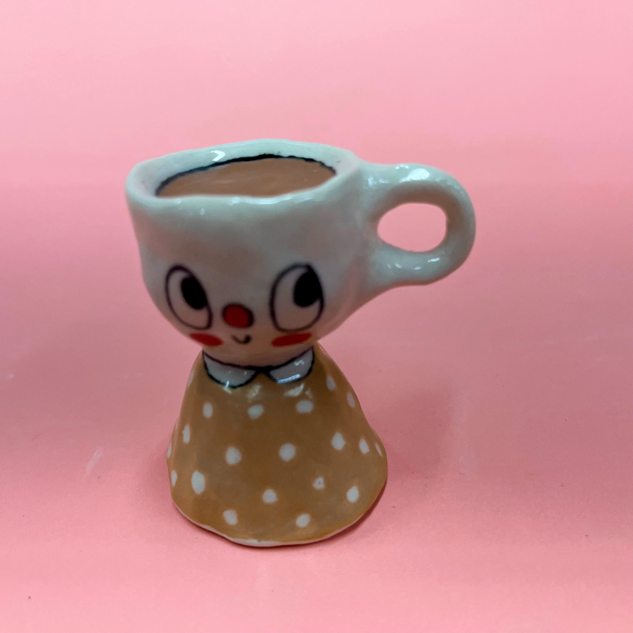 Ceramic Hand Built Bell Coffee Donuts