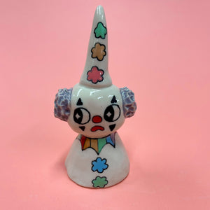 Ceramic Hand Built Bell Clown, Humpty Dumpty