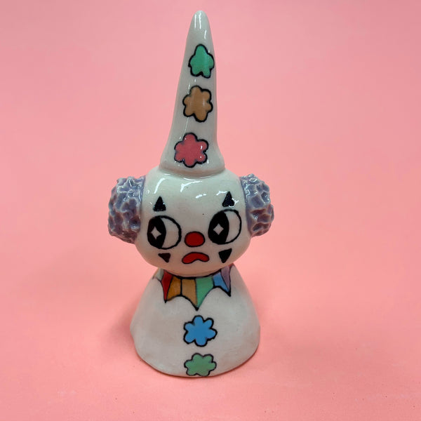 Ceramic Hand Built Bell Clown, Humpty Dumpty