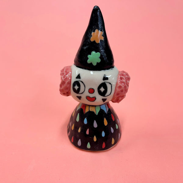 Ceramic Hand Built Bell Clown, Humpty Dumpty