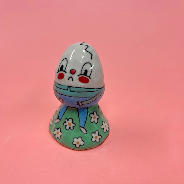 Ceramic Hand Built Bell Clown, Humpty Dumpty